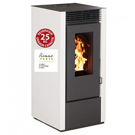 Poêle à Granulés Economique Interstoves 10Kw avec Télécommande Marina Blanc