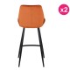 Lot de 2 Chaises Plan de Travail Velours Orange et Métal Kari KosyForm