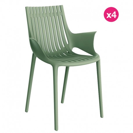 Lot de 4 Fauteuils Vondom Ibiza avec accoudoirs Vert