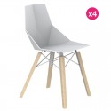 Set van 4 stoelen Vondom Faz Wood1 witte witte eiken poten gebleekt eiken