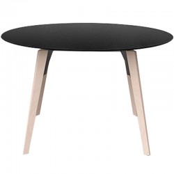 Tavola rotonda Vondom Faz Legno Vassoio Nero e Piedi di Quercia Sbiancati Diametro 120cm H74cm