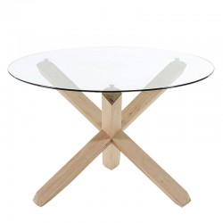 Ronde tafel 120 Glas en poten in massief eiken KosyForm