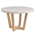 Ronde tafel Terrazzo wit en acacia hout 120 KosyForm