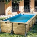 Piscina Legno Ubbink Azura 350x505 H126cm Fodera Blu