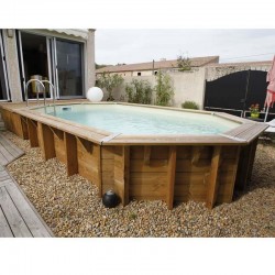 Pool Holz Ubbink Océa 355x550 H120cm Innenfutter grau