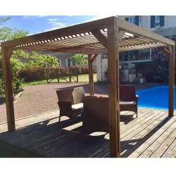 Habrita Holzpergola 341x313x217 mit abnehmbaren Saugnäpfen auf Dach