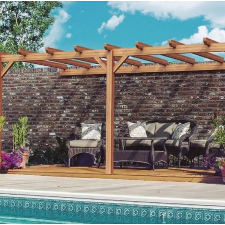 Anlehnpergola aus rohem Holz Palma 3x3m 9m2