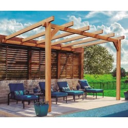 Aangebouwde pergola in ruw hout Andorra 4x3m 12m2