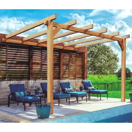 Andorra Pérgola adosada de madera en bruto 3x3m 9m2