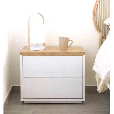 Bedside table with white lacquered oak wood 53x44 Bali VeryForma